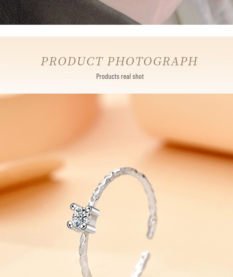 Korean Fashion S925 Sterling Silver Zircon Open Ring for Women