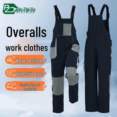 Men's Multi-Pocket Durable Work Overalls with Suspenders