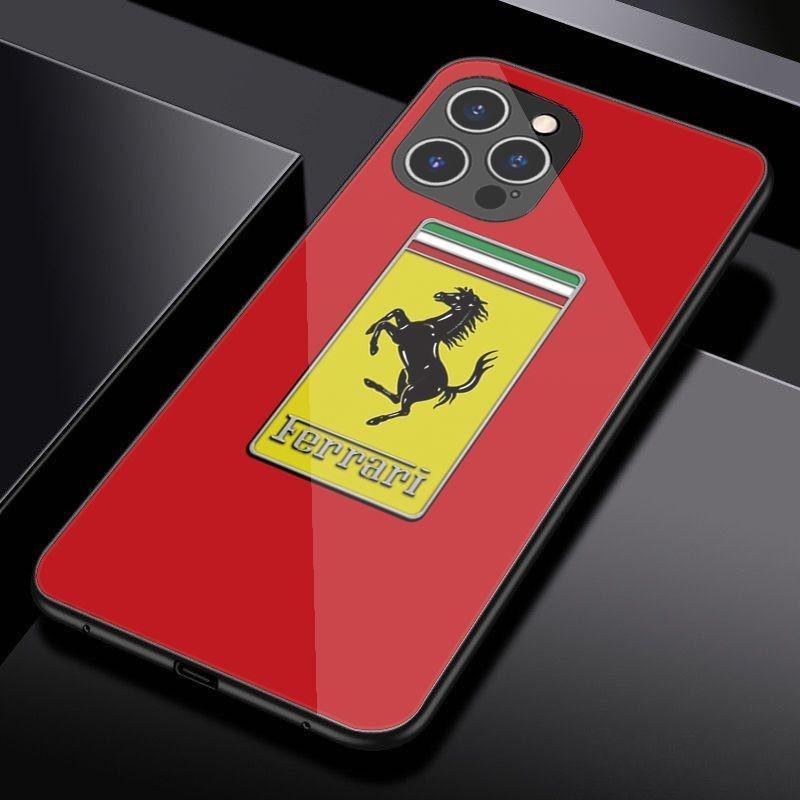For Ferrari 458 488 599 612 FF F12 Racing Tempered Glass Phone Case For iPhone 11 12 13 14 15 16 17Pro X XR XS Max Mini 7 8 Plus