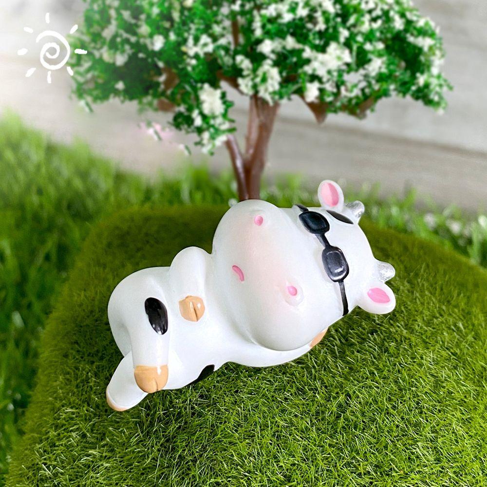 Landscape Home Decoration Little Statue Scene Animal Model Cartoon Cow Figurines Miniature Cattle