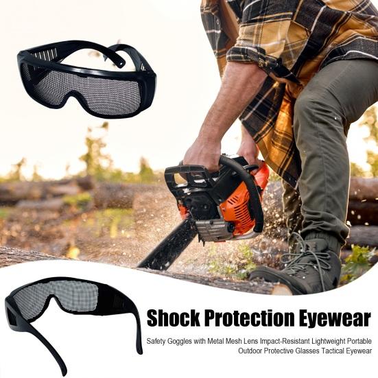 Safety Goggles with Metal Mesh Lens Impact-Resistant Lightweight Portable Outdoor