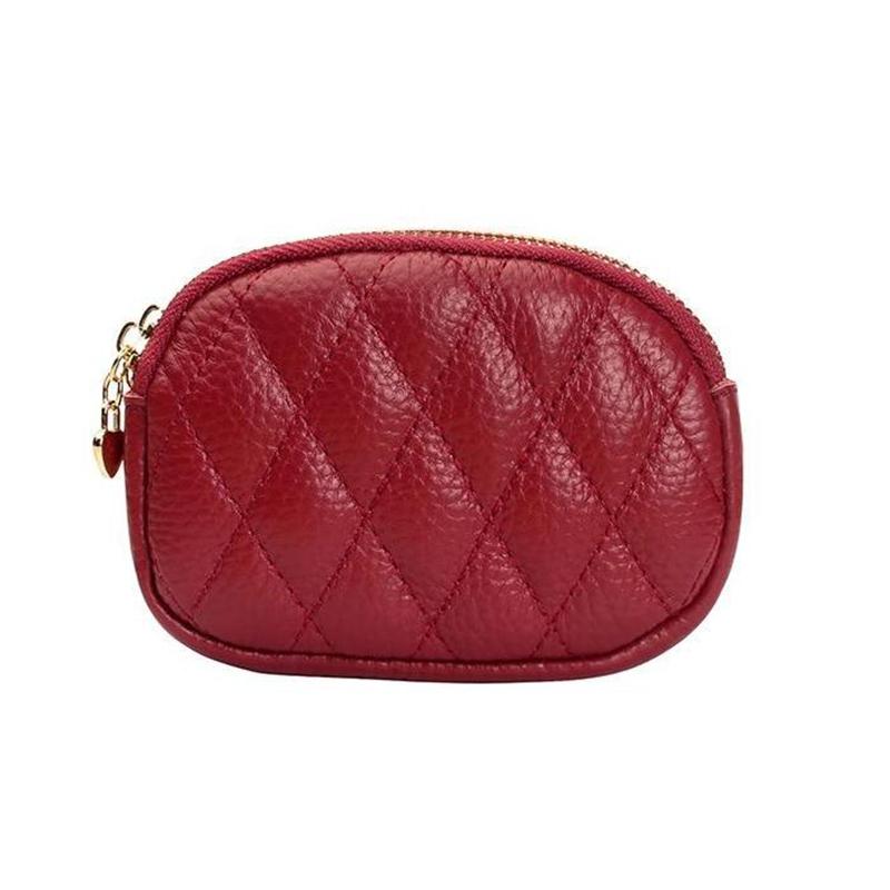Fashionable Casual Diamond Grid Zipper Coin Purse For Women'S Mini Card Bag