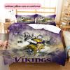 Set Copripiumino Trapuntato con Motivo Minnesota Vikings Decorazione per la Casa Regalo (1 * copripiumino + 2 * federe senza imbottitura)