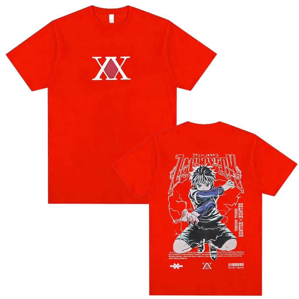 Anime Hunter X Hunter Graphic Tshirt Killua Zoldyck Double Sided Print T Shirts Men Women Casual Oversized Crewneck Tshirts