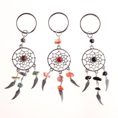 6mm Runde Perle Flügel Quaste Anhänger Natürlicher Kristall Achat Traumfänger Schlüsselanhänger