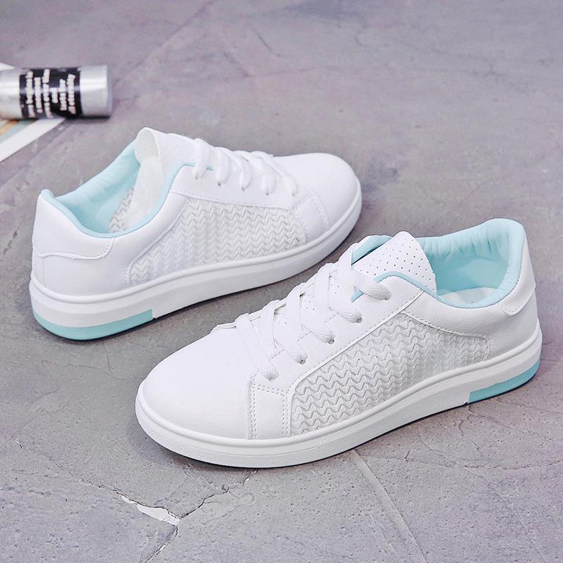 

Женская обувь, летние белые туфли на толстой подошве, весенне-осенние дышащие туфли на полой платформе, женские повседневные кроссовки на плоской подошве со шнуровкой и круглой головкой 40 синий