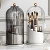 Large Capacity Makeup Brush Holder With Lid 360° Rotating Eyebrow Pencil Storage Box  Office