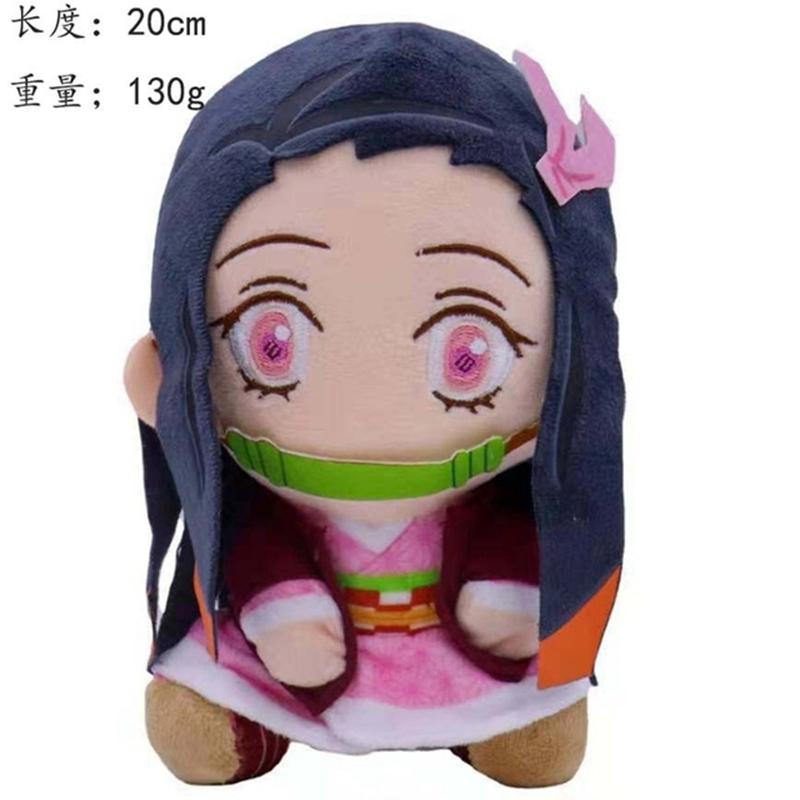 Demon Slayer Anime Plush Toys 20cm Devil's Blade Cartoon Figure Manga Dolls Kimetsu Tanjirou Nezuko Kids Birthday Gifts Decor