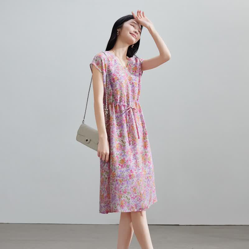 SOFSIL 2026 Summer French Floral V-Neck Midi Dress