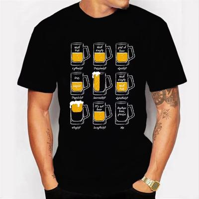 Klassisches Herren Oversize T-Shirt Happy Bier Print T-Shirt Männer Frauen Übergroße T-Shirts Bier Grafik T-Shirts Tops Übergröße T-Shirts