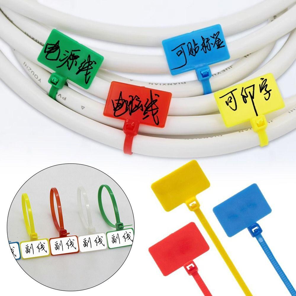 100pcs Cable Markers Self-locking Cable Ties 3*100mm 4*150mm Zip Ties 4*200mm Plastic Loop Wire Ties Tag Identification