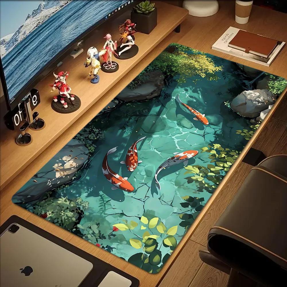 Carps in the Pond Mouse Pad Large Computer Office Game Table Mats XXL Rubber Anti-slip Gaming Keyboard Mousepads Long Desk Pads