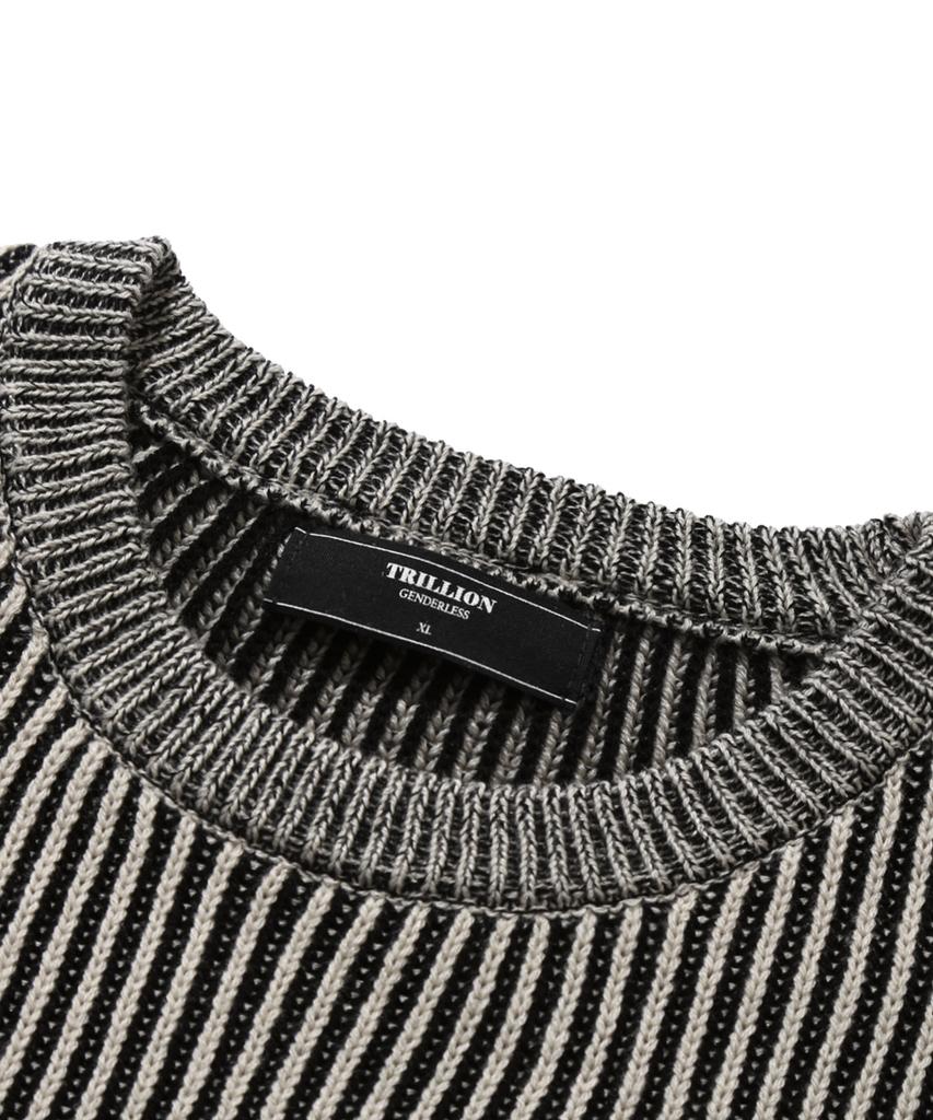 TRILLION Washable Two-Tone Crewneck Graphic Knit (Beige)
