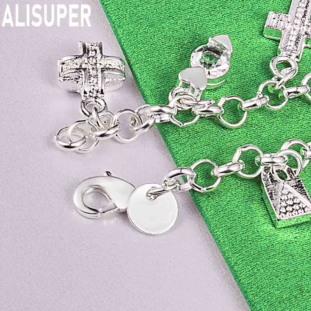 925 Sterling Silver Fashion Element Side Chain Exquisite Bracelet Gift Jewelry