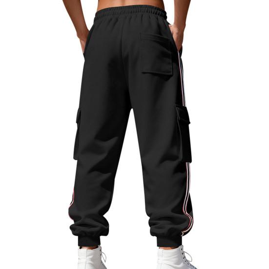 Men Winter Jogger Pants Drawstring Waist Gym Sweatpants Thickened Warm Cargo Pants Baggy Track Pants for Jogging Running Workout