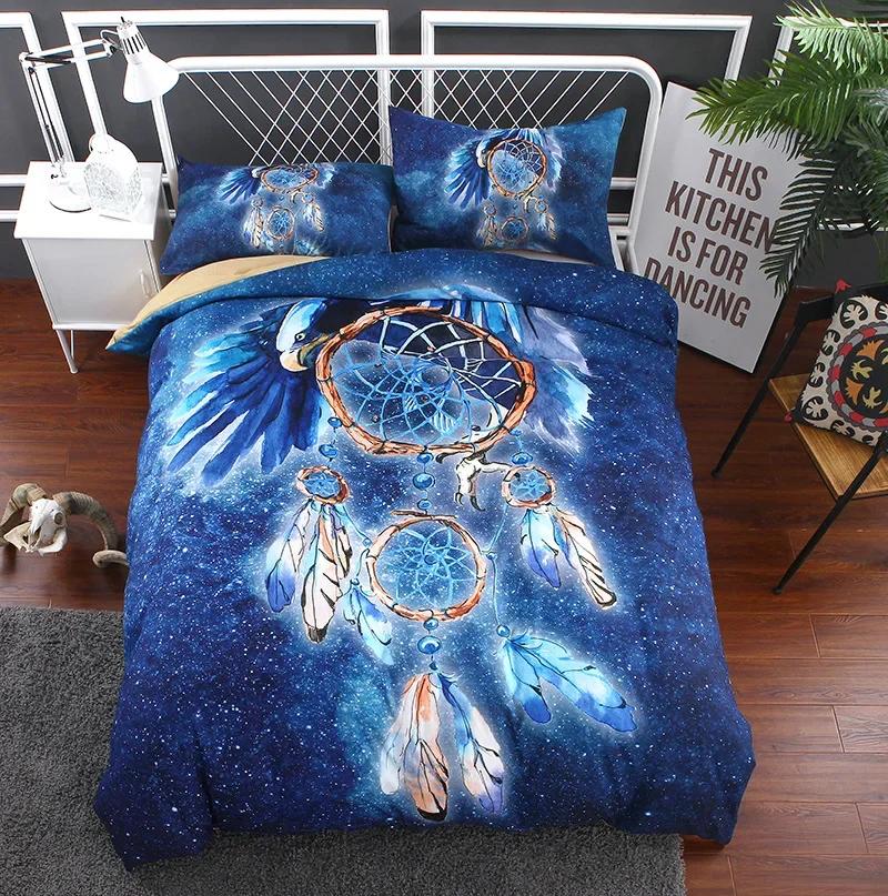 Single Double Bohemian Feather Duvet Cover Wiht Pillow Cases King Size Dream Catcher Bedding Sets Comforter Cover Set Boho 3D