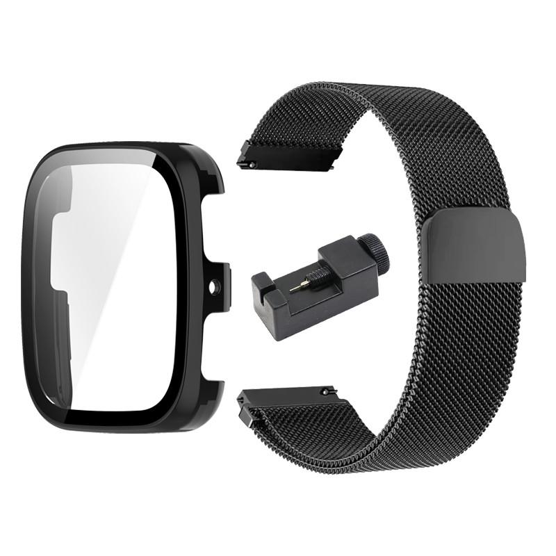 Milanese Loop Band with PC Case for Amazfit Active 2 Square Magnetic Stainless Steel Bracelet