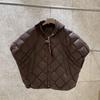 Winter European Station White Duck Down Fashion Rhombus Loose Large Size Hooded Down Vest Women's Tide