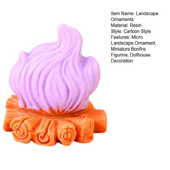 Micro Landscape Ornament Resin Campfire Model Miniature Figurine with Realistic Flame Texture Model for Dollhouse Desktop