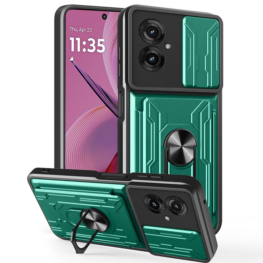 For Motorola Moto G55 5G Case PC+TPU Kickstand Phone Back Cover with Camera Slider