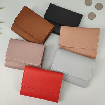 Female Minimalist Short Purses Cute Wallets For Women Small Hasp Girl Credit Card Holder Multi Functional Pu Leather Coin Purse