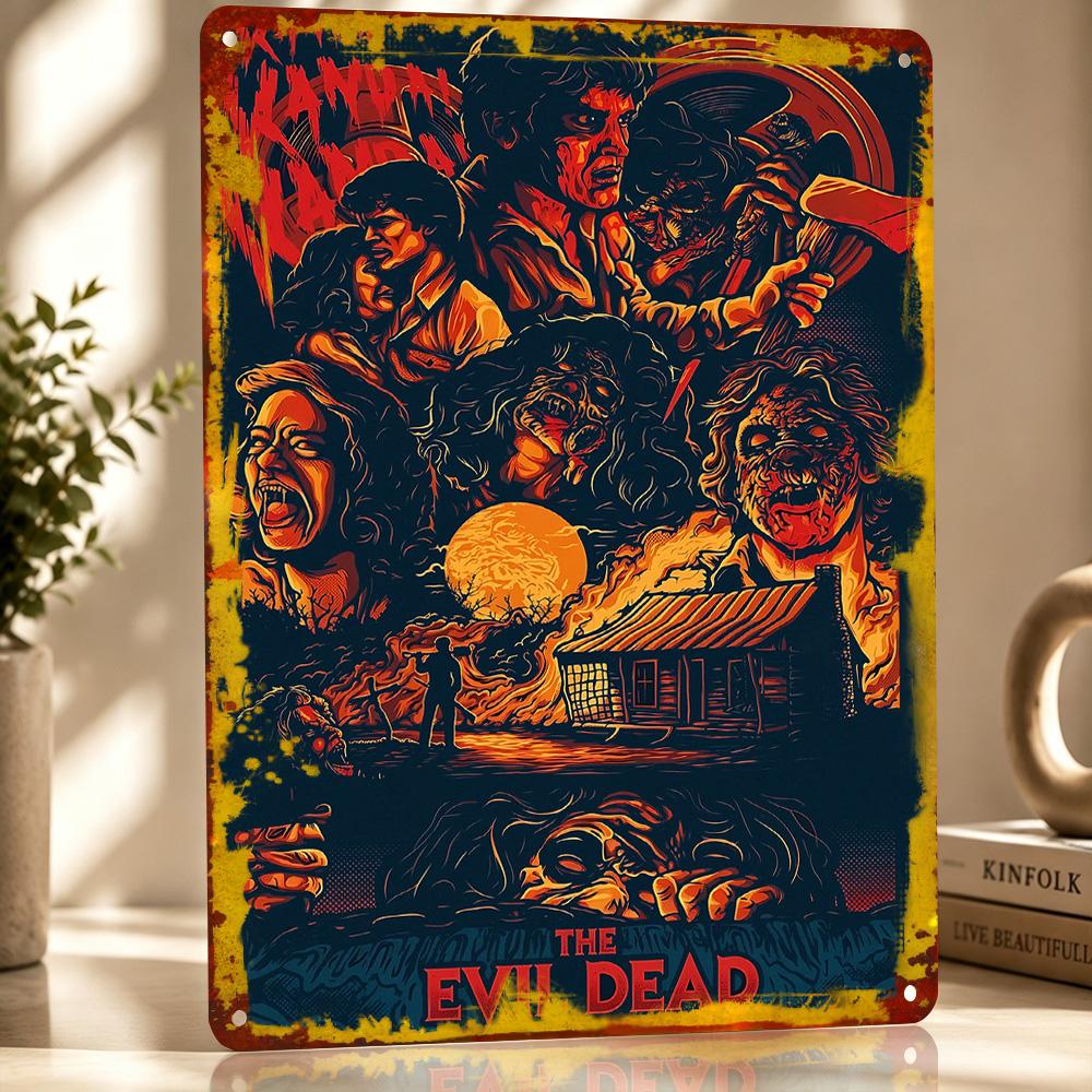 The Evil Dead Horror Movie D Texture Metal Poster Customized Wall Art Tin Sign Gift for Mancave Living Room Interior Decoration