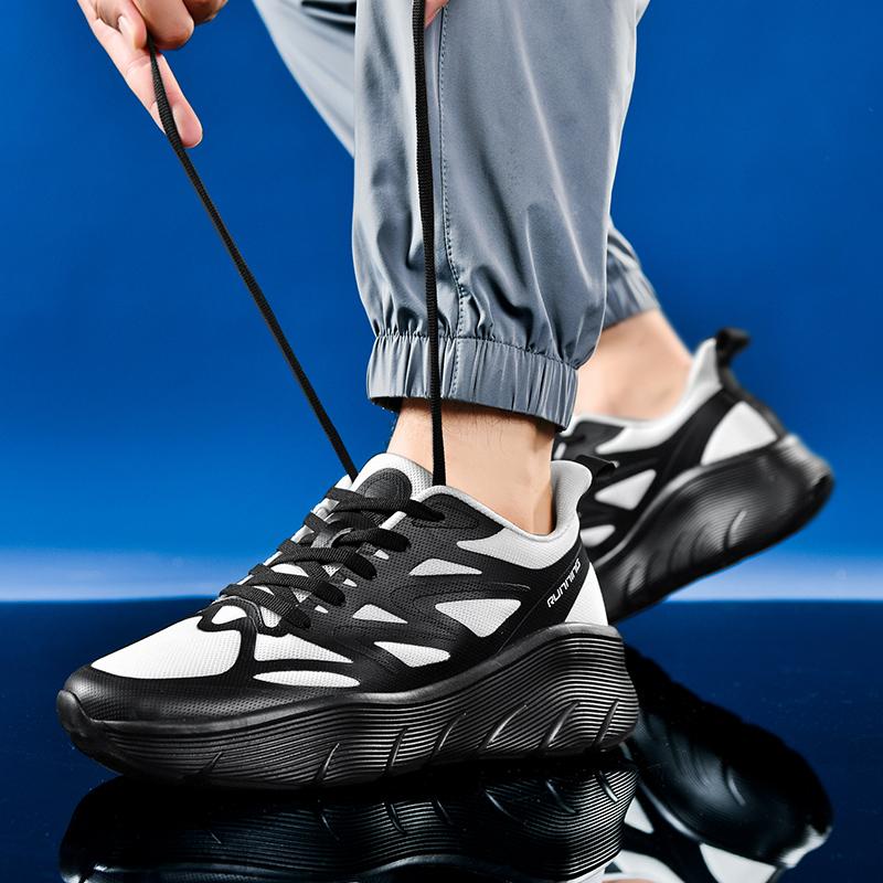 36-47 Couple Plus Size Lightweight Stylish Cushioned Thick Sole Height Increasing Running Shoes Sports Sneakers