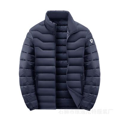 Veste d'hiver chaude pour homme avec poches, coupe-vent d'extérieur, fermeture éclair intégrale, manches longues matelassées, col montant, manteaux décontractés épais matelassés pour homme