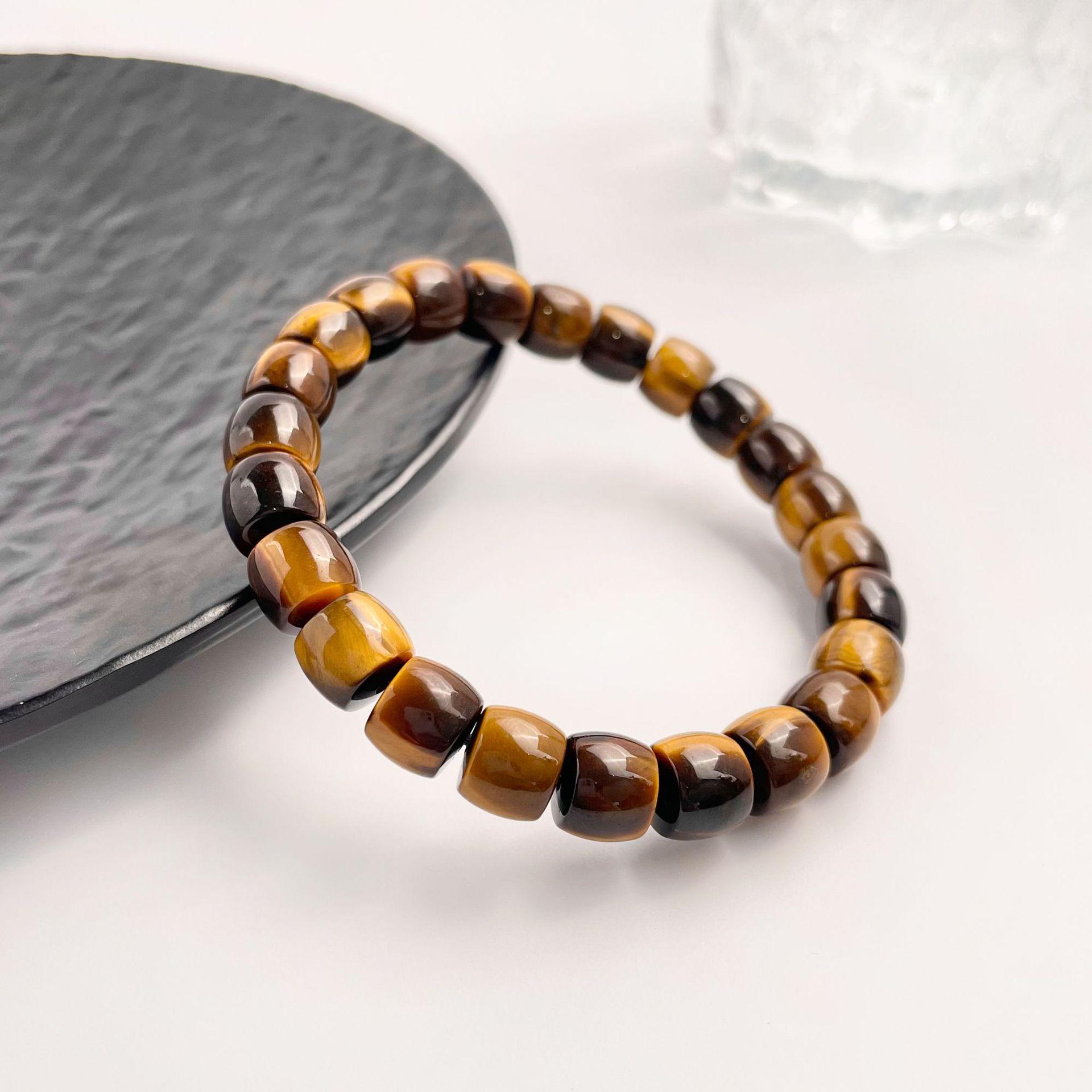 Браслет Jingxi Ji из натурального желтого тигрового глаза с бусинами-планшетами 6mm