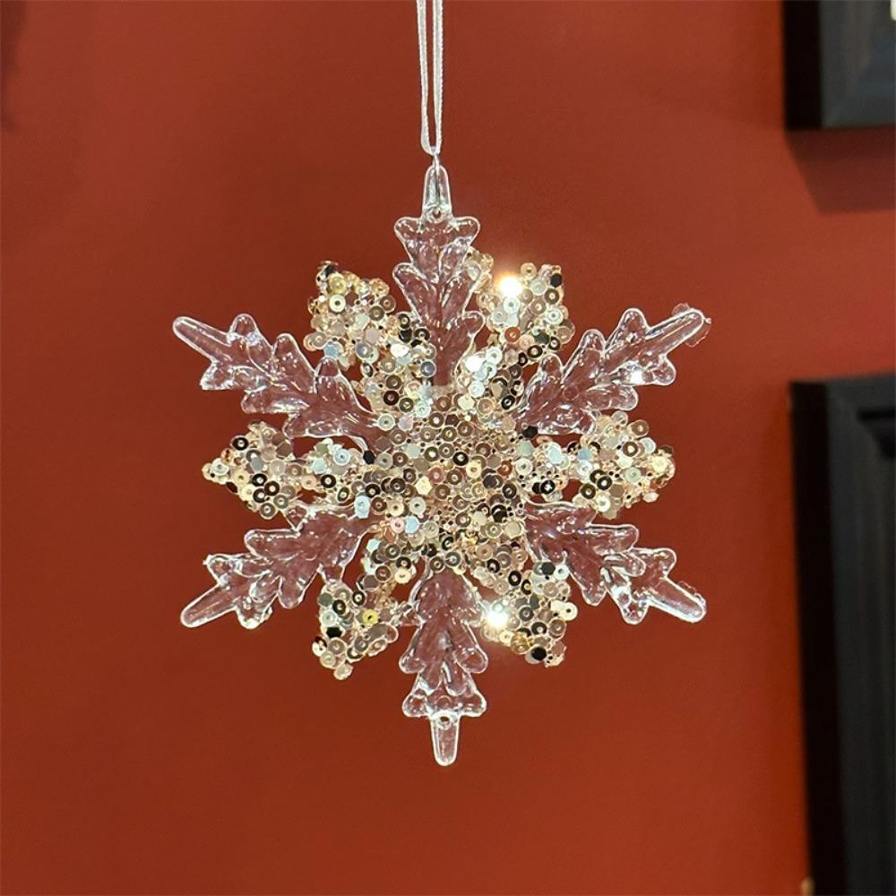 2pcs With Sequins Snowflake Hanging Ornaments Clear Christmas Tree Hanging Ornaments  Shopping Mall