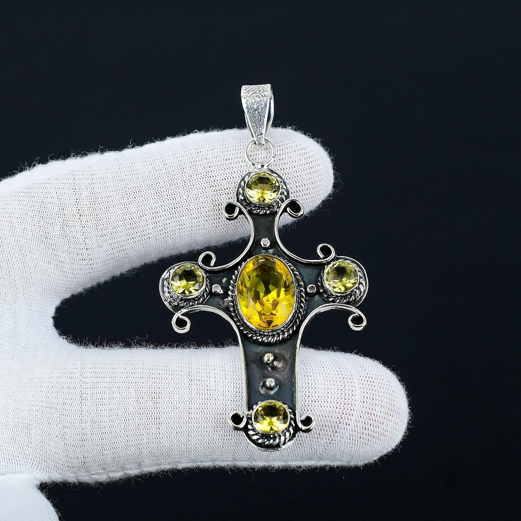 Citrine Gemstone Handmade 925 Sterling Silver, Genuine Citrine Necklace, Citrine Jewelry , Gift for Her Mom's Gift Wedding Anniversary Gift