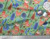 Soimoi Beige Poly Crepe Fabric Tree & Fox Folk Art Fabric Prints By Metre 42 Inch