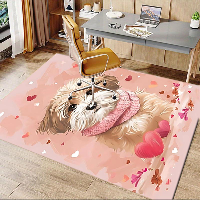 Cute Puppy Theme Chair Mat: Office Carpet Oversized Rug for Home Decor, Sofa Mat, Desk Chair Mat, Gift Idea for Office and Living Room