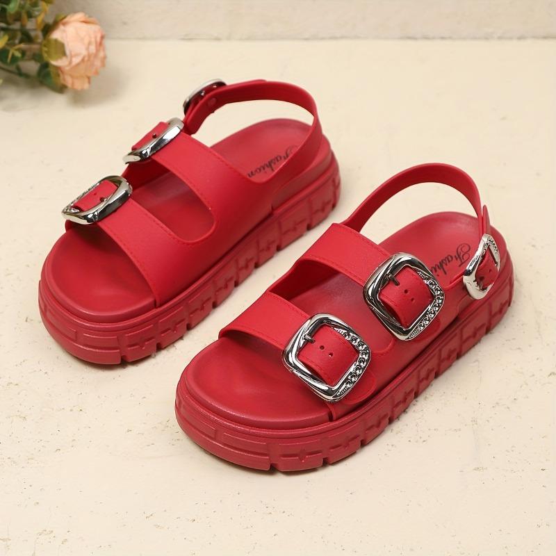 Women's Summer Beach Vacation Fashion Double-Buckle Design Comfortable Trendy Versatile Indoor Outdoor Bohemian Style Sandals