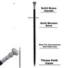 Wooden Walking Stick Cane Victorian Knob Wooden Cane Brass Handle Victorian Style Solid Vintage Head Walking