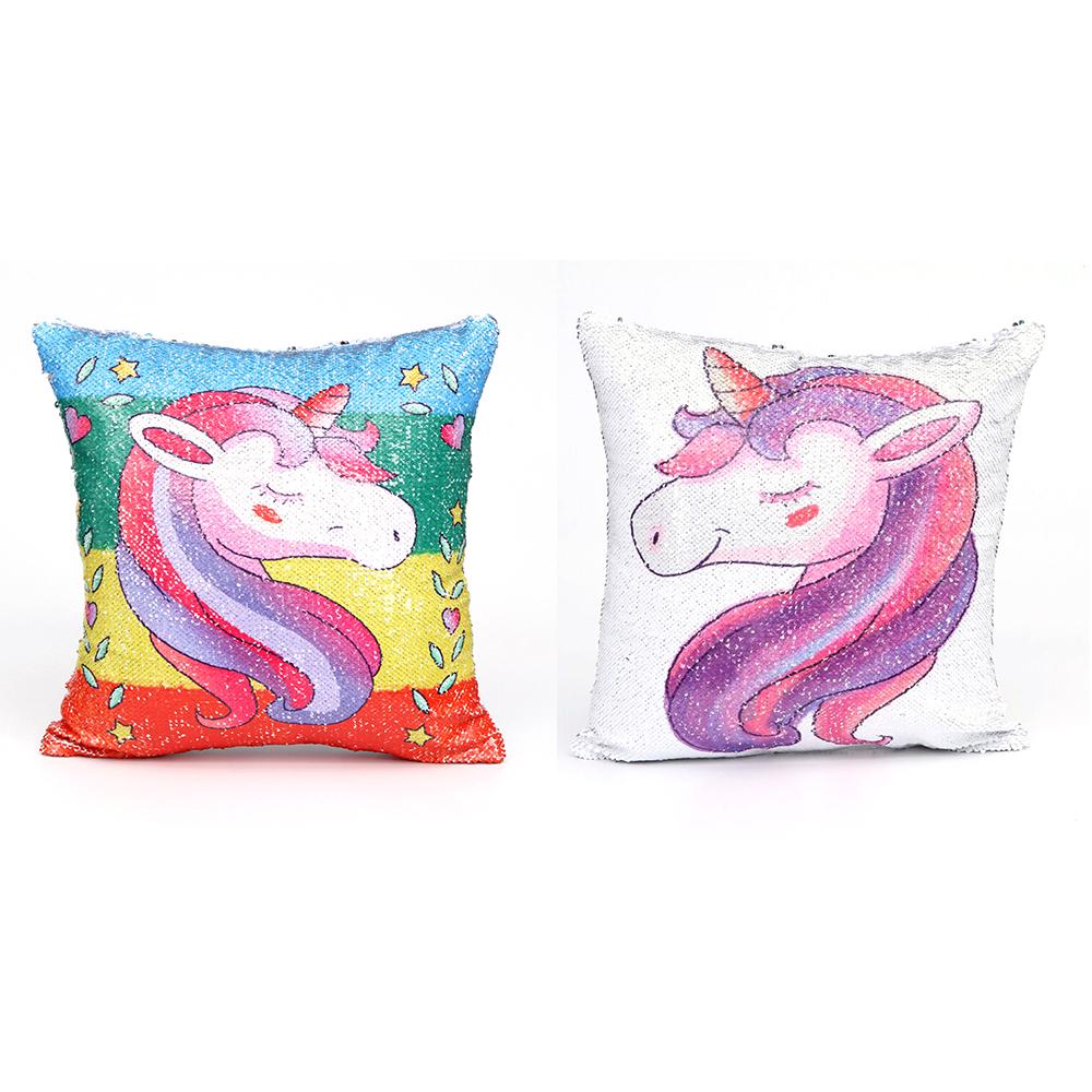 magic sequin unicorn pillow