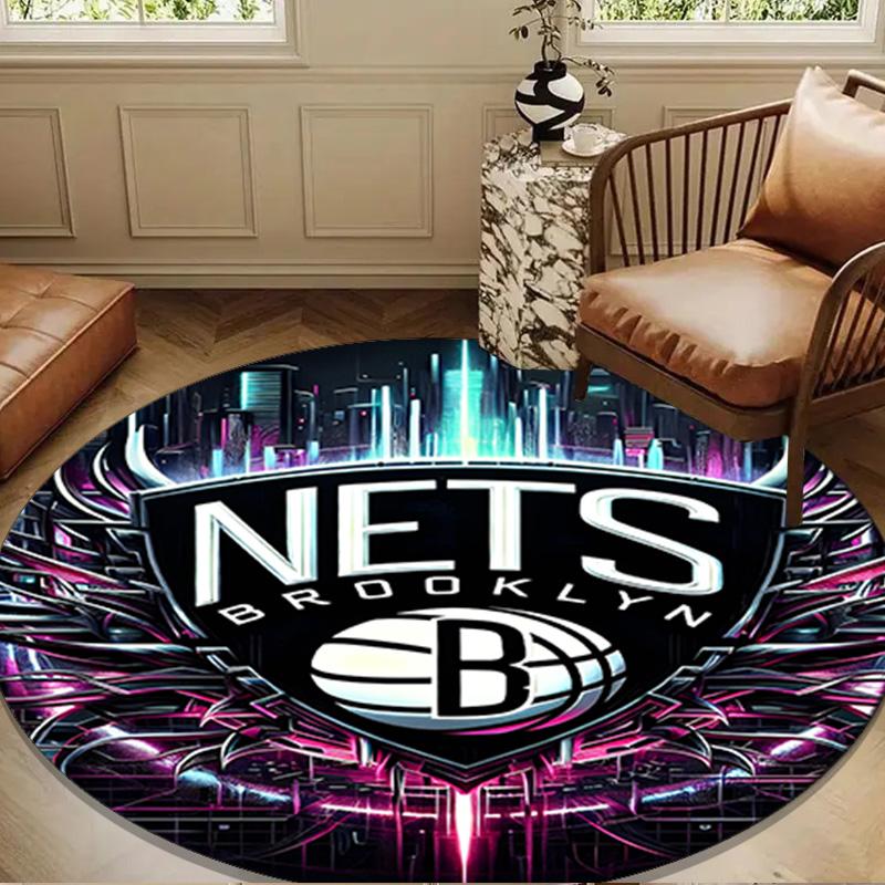 Brooklyn Basketball Team Round Rug for Livingroom,Bedroom, Palyroom, Chair Rug, Area Rug, Circle Carpet, Large Size Decor Fan Christmas Gift