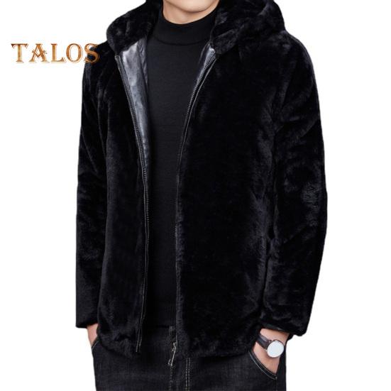 

Мужское пальто с капюшоном и длинными рукавами, куртка из искусственного меха норки с карманами, застежка-молния, толстое флисовое зимнее пальто L чёрный