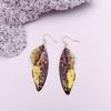 Popular personalized design simulation cicada wing earrings, high-end painting diamond-encrusted butterfly wing earrings