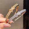 18K Gold-Plated Zircon Crossover Initial Bangle - Luxury Fashion Bracelet