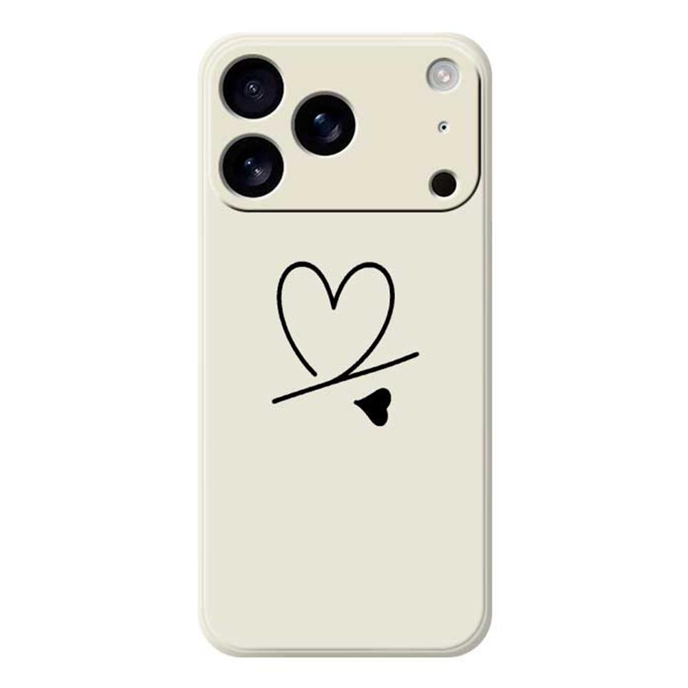 For iPhone 17 Pro Max Case Black Love Pattern Printing Straight Edge TPU Phone Back Cover