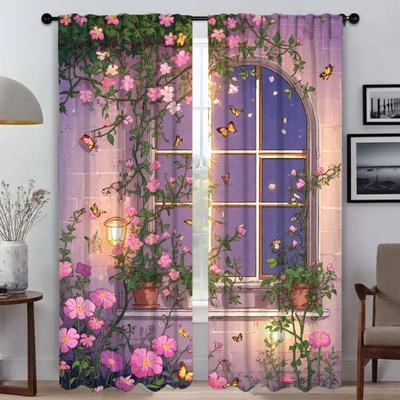 Garden Blackout Curtain for Room 2 Panel Curtains for Bedroom Partition Shades Halloween Decoration Home Interior Curtains Child