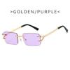 Fashion Rimless Square Double Bridge Sun Glasses Vintage Women Men Sunglasses UV400