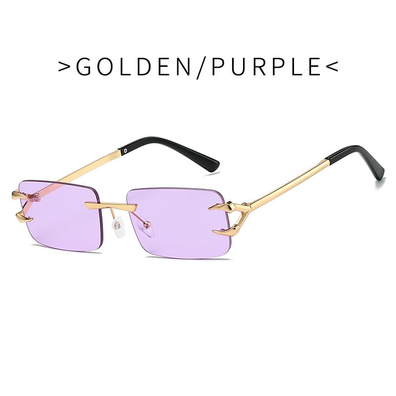 Fashion Rimless Square Double Bridge Sun Glasses Vintage Women Men Sunglasses UV400