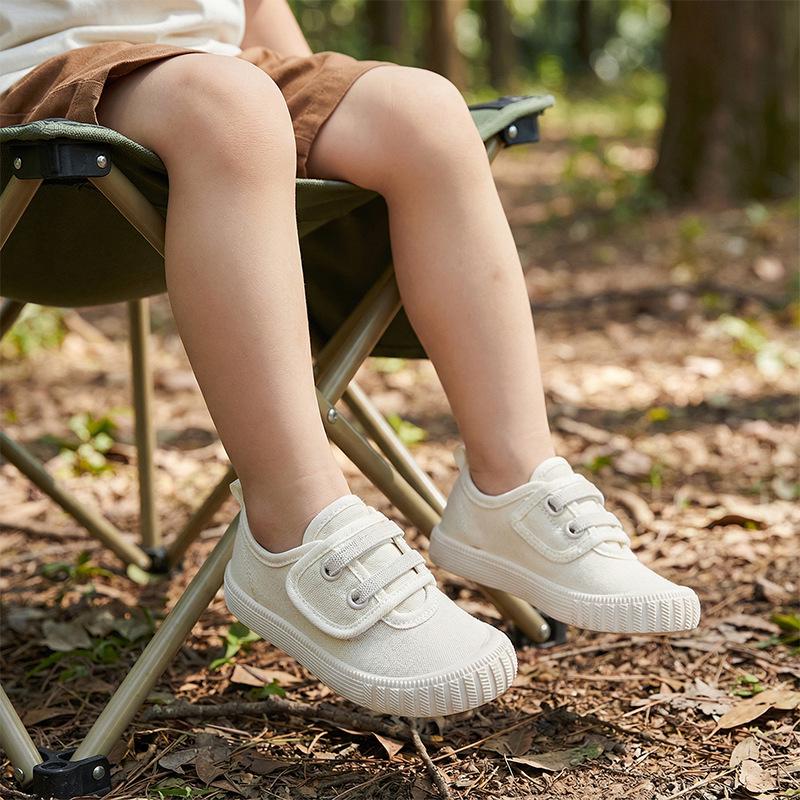 Kids' Soft Sole Velcro Canvas Shoes - White for Spring/Autumn