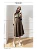 Women's 2024 Autumn/Winter Wool Blend A-Line Midi Skirt: Patchwork Design, Large Swing, Hip-Hugging, Draped Umbrella Style