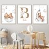 Customize Baby Name Posters Boho Bear Rainbow Sun Wall Art Nursery Canvas Painting and Prints Pictures for Kids Bedroom Decor