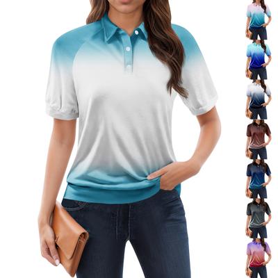 Women's Casual Floral Print V-Neck Short Sleeve Decorative Button T-Shirt Top