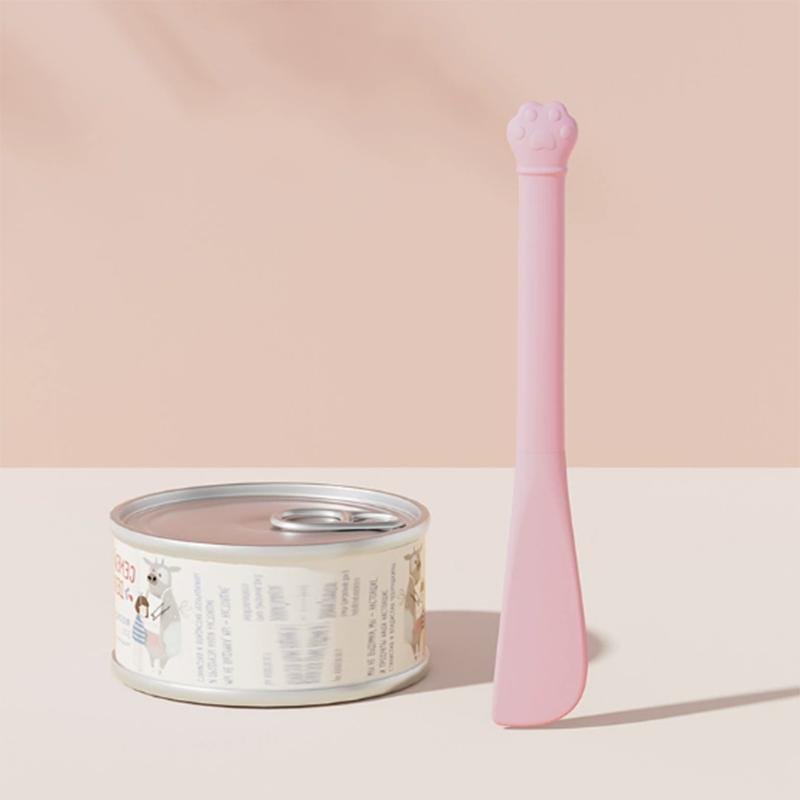 

Pet cat long-handled can scoop multi-functional pet can opener cat feeding spoon lid opener for cat cans. рожевий