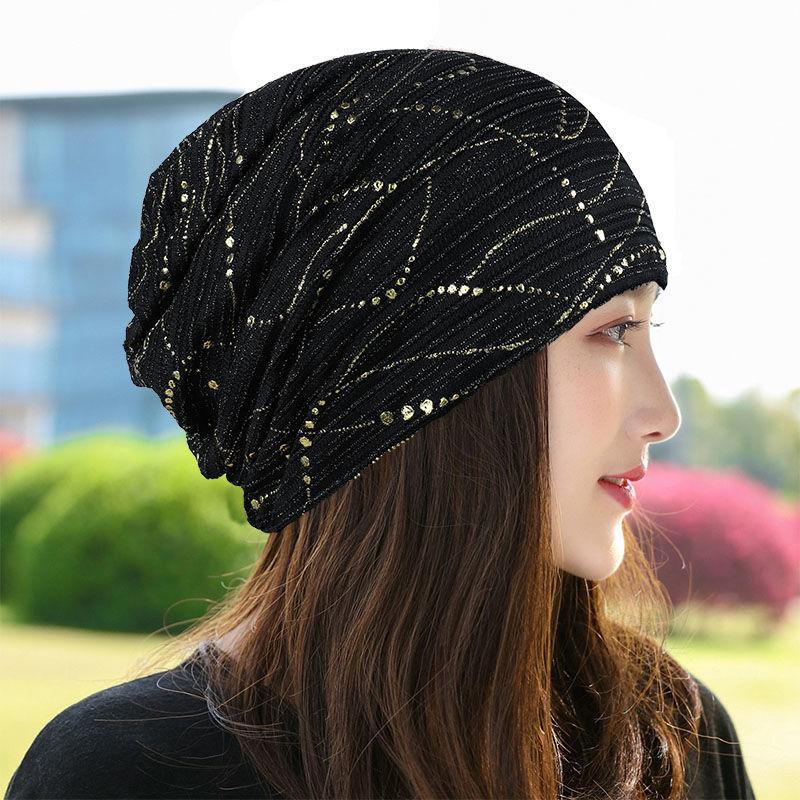 Moon Hat Cotton Breathable Light Turban Cap Air Conditioning Cap Hat Female Spring and Fall Thin Section Lined Head Wrapping Cap